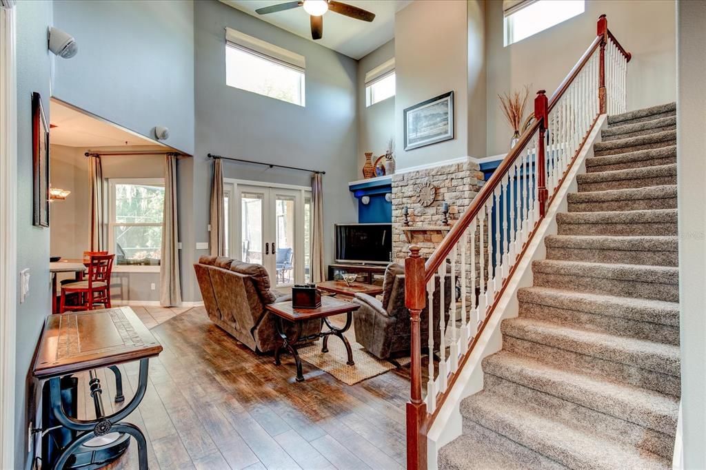 Newly carpeted staircase to the second floor.