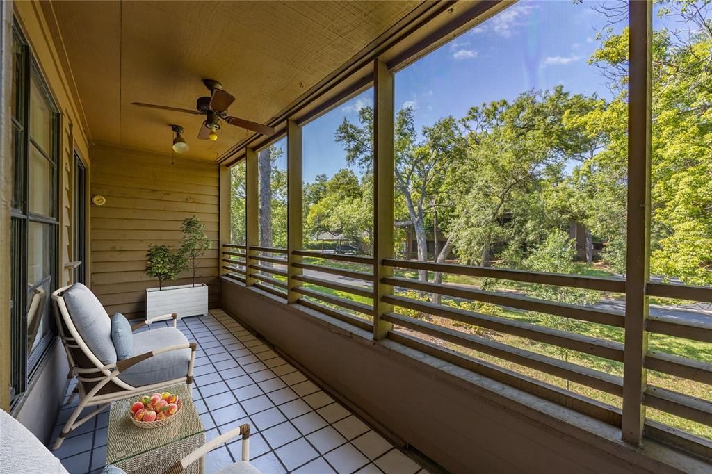 Virtually Staged - Screened Balcony with lovely view!