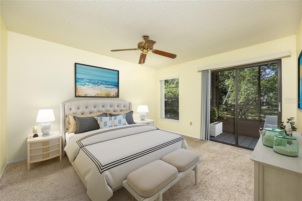 Virtually Staged - Master Bedroom with Balcony access!
