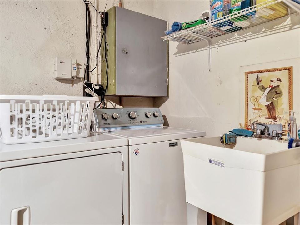 Washer / dryer in the garage.