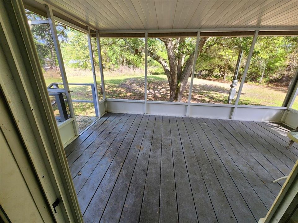 Looking into the rear porch from the sliding glass doors