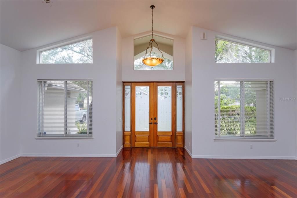 Double doors with privacy glass.  Lovely windows.  Lots of light.