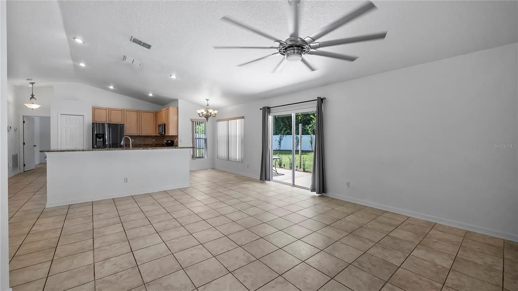 Family Room with Large Ceiling Fan
