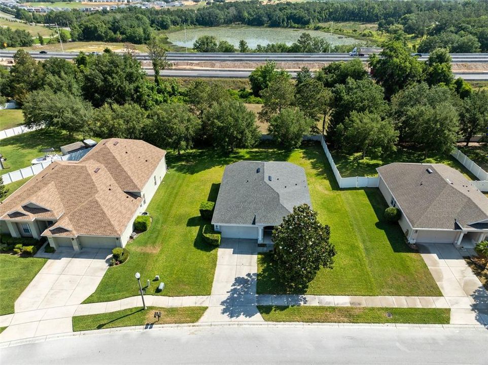 Aerial view of the front of the home.