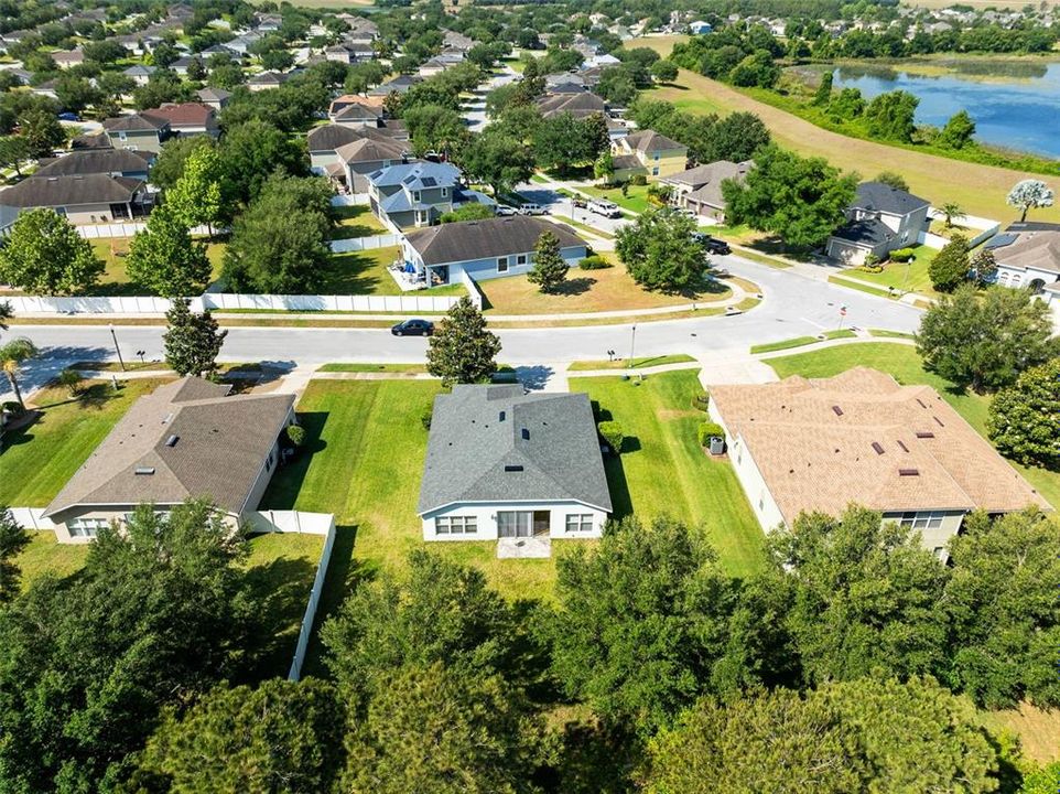 Aerial view of the rear of the home.