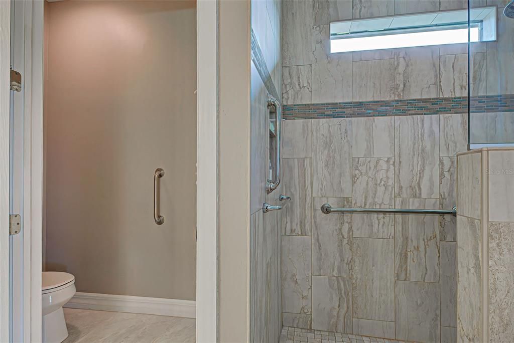 Step in shower with grab bars