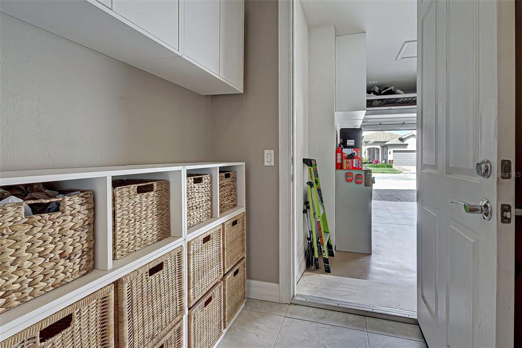 Drop zone off the garage to stay organized!
