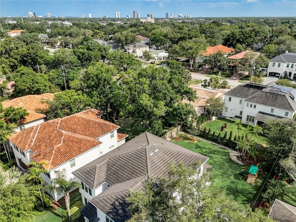 Ariel view looking South East with view of condo towers along Bayshore Blvd