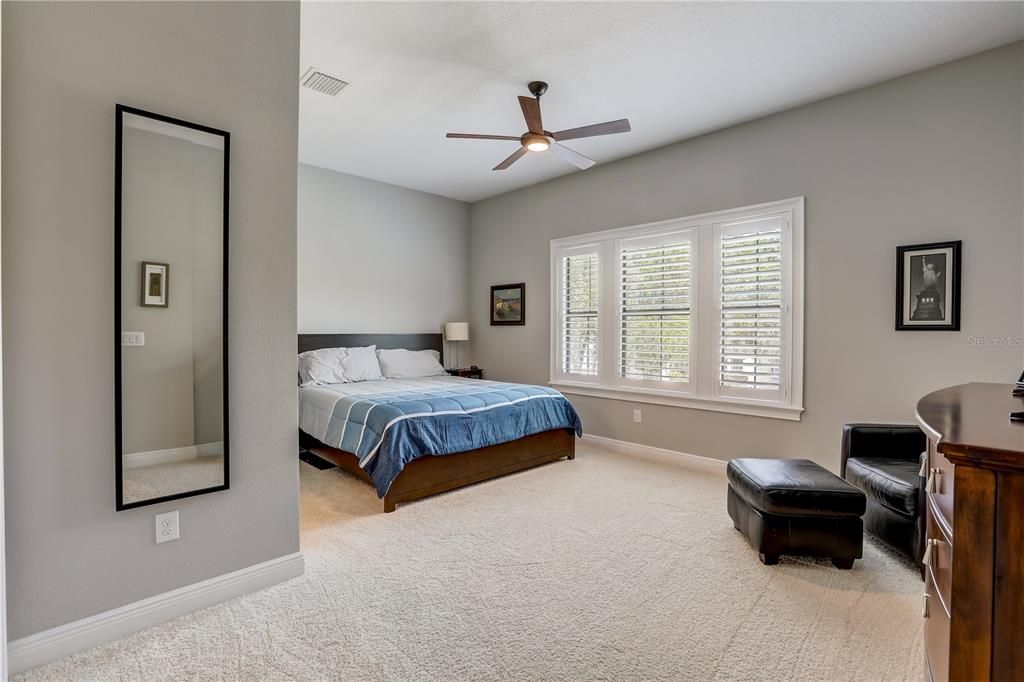 Bedroom #2 with closet & full ensuite & ceiling fan