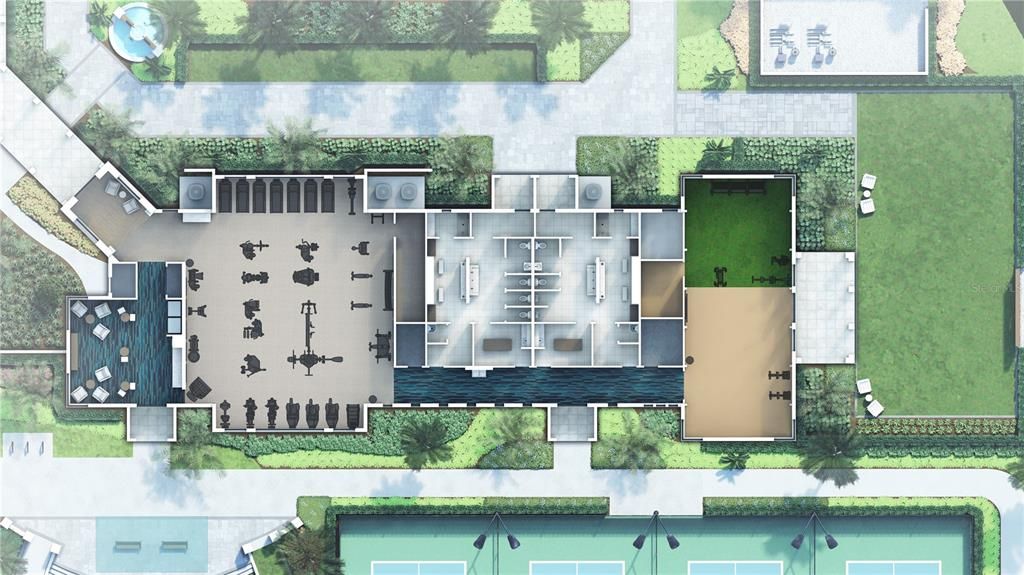 Proposed Fitness Center Layout Rendering