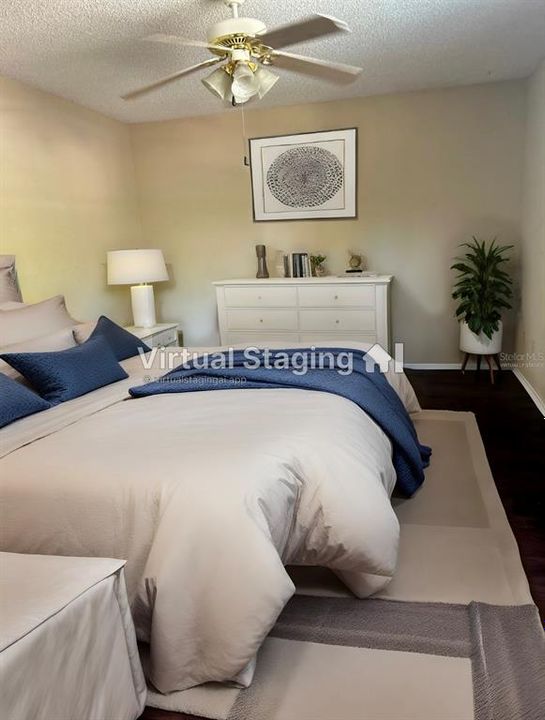 Virtually staged main bedroom
