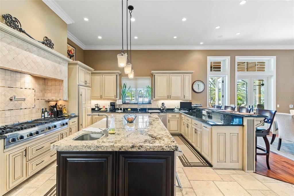 8 Ft Island; Double Stacked Granite Counters; Chiseled Edges