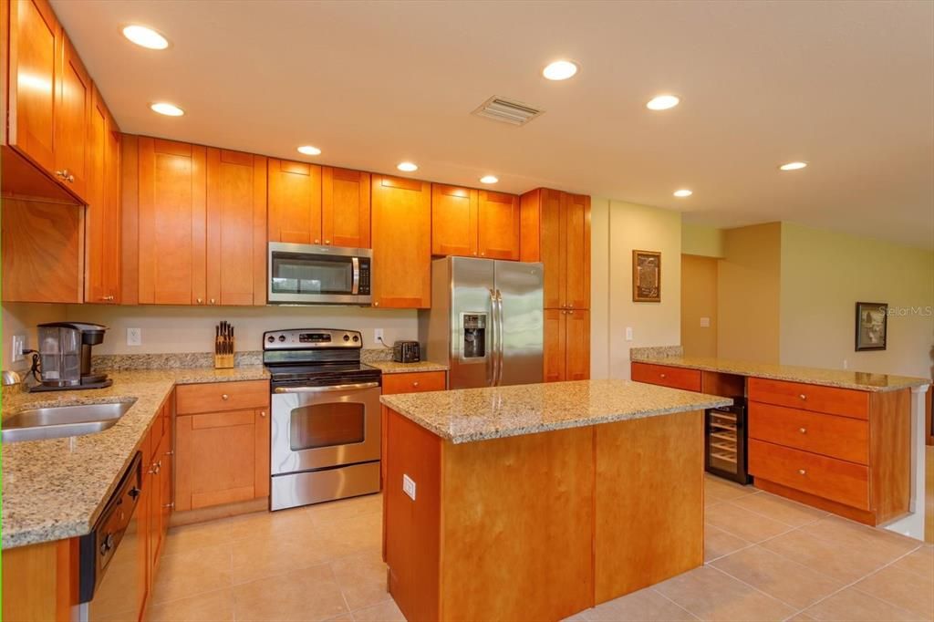 Granite countertops and tons of cabinets