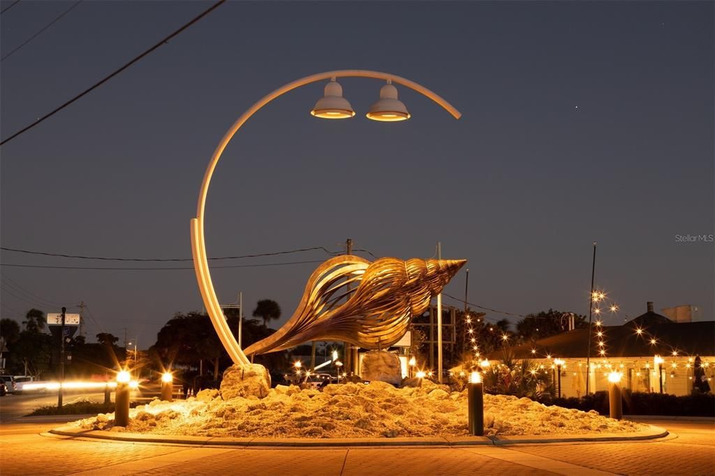 Englewood Beach Statue at Night