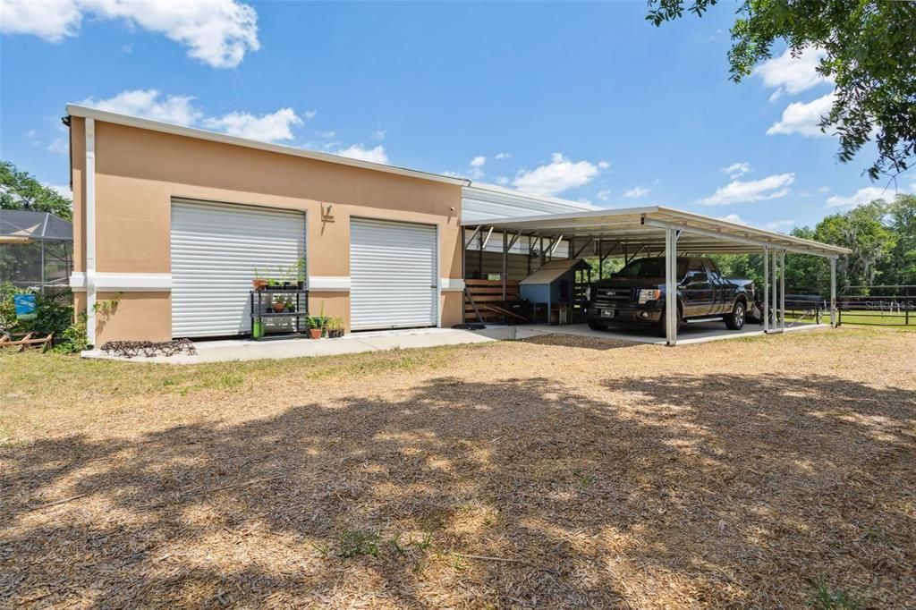 Double RV garage with 2  bays. Currently used as tack-room for animals