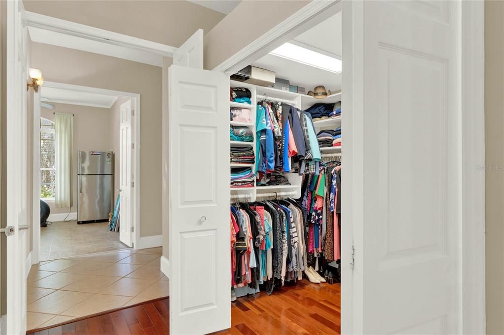 Walk-in closet with built-in shelving