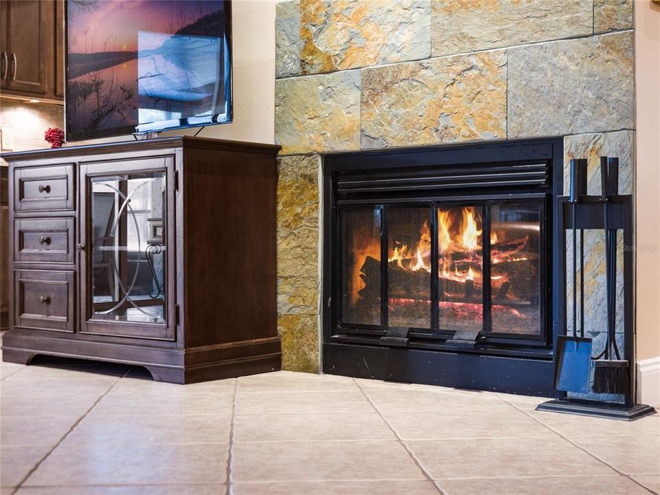 Real Fireplace with wood burning
