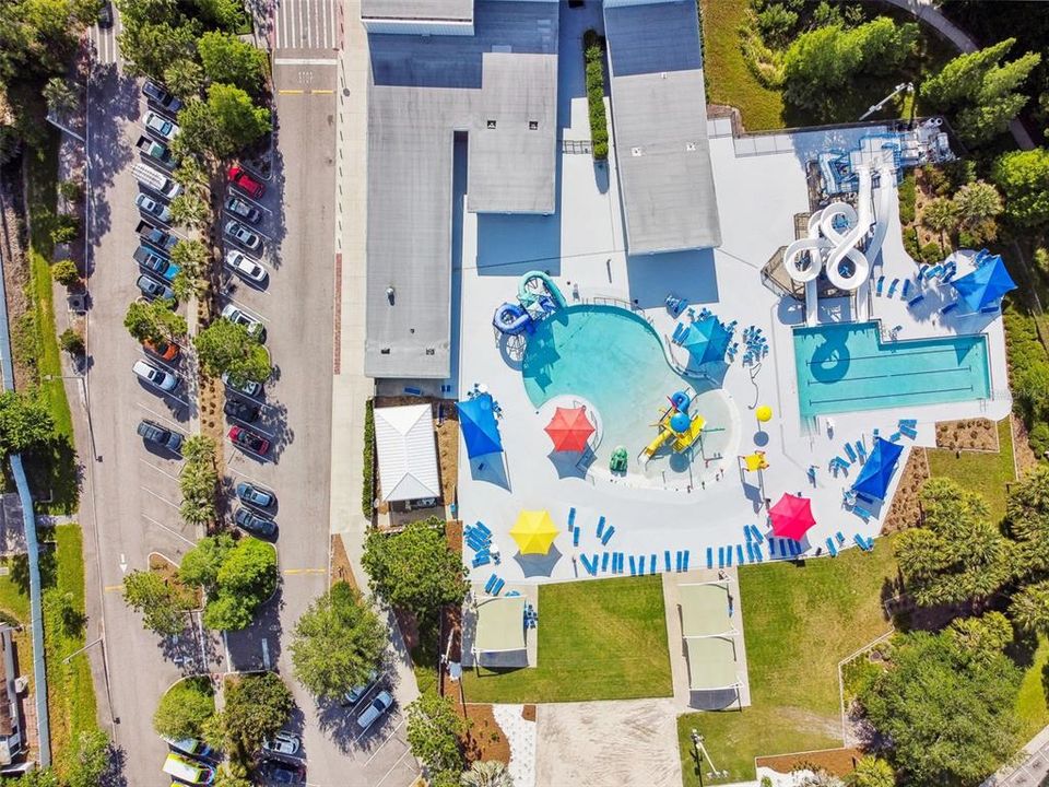 Aerial view of pool area