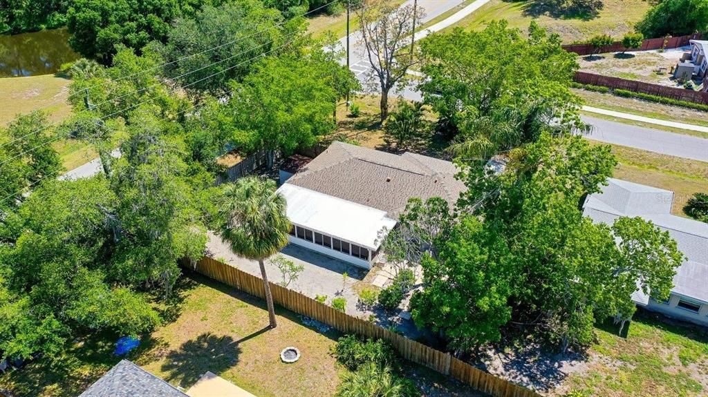 Aerial of the back yard