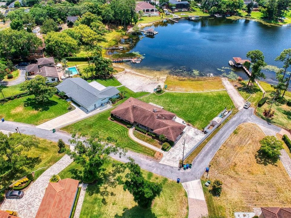 aerial house and lake