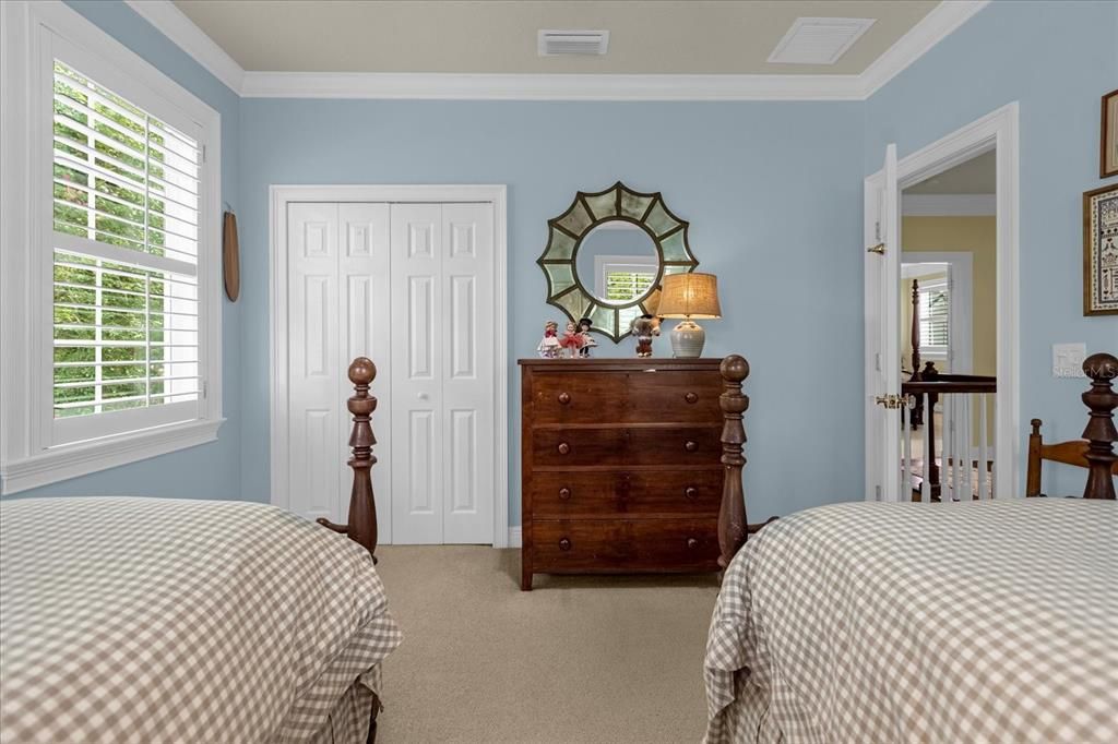 Bedroom 3 has built-in shelves in closet