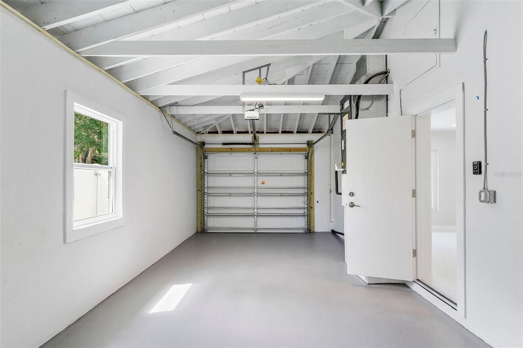 Oversized garage with new door