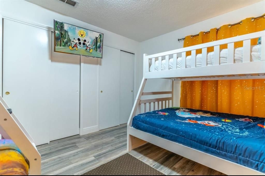 Bunk Room, Double Closets and Flat TV.