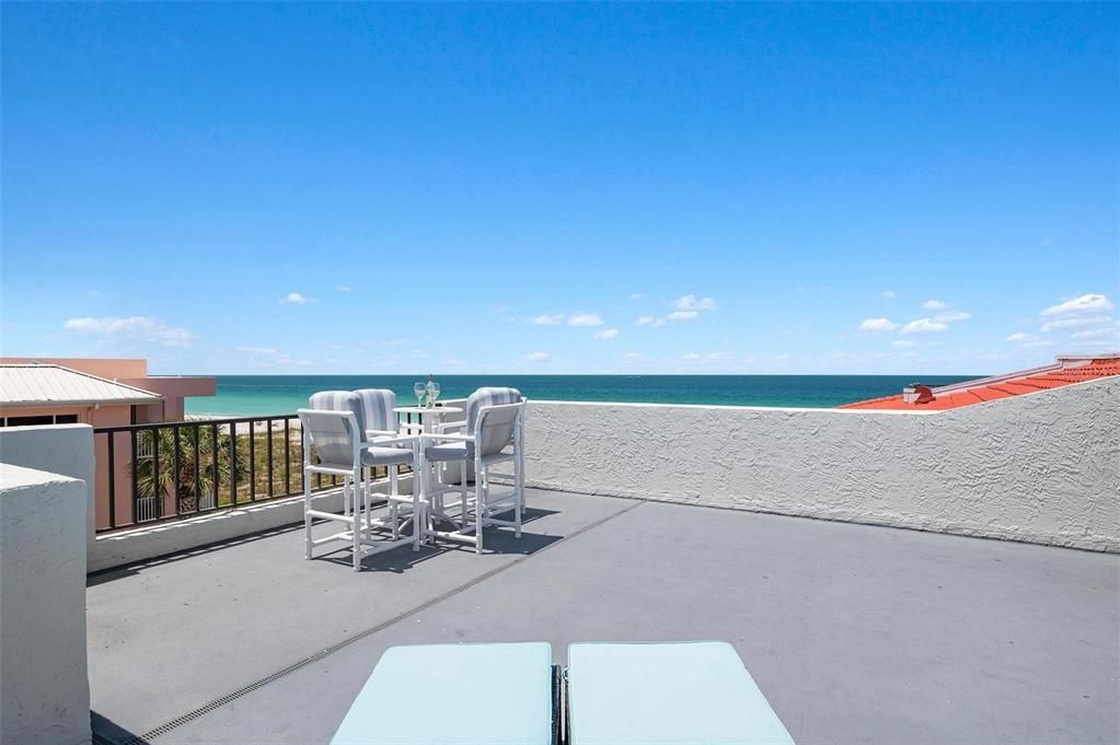 Private roof top deck for unit #203 with unobstructed views of the gulf of Mexico