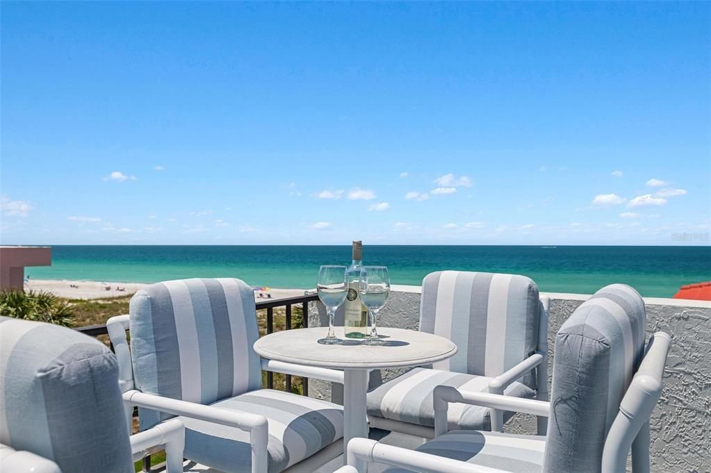Private roof top deck for unit #203 with unobstructed views of the gulf of Mexico