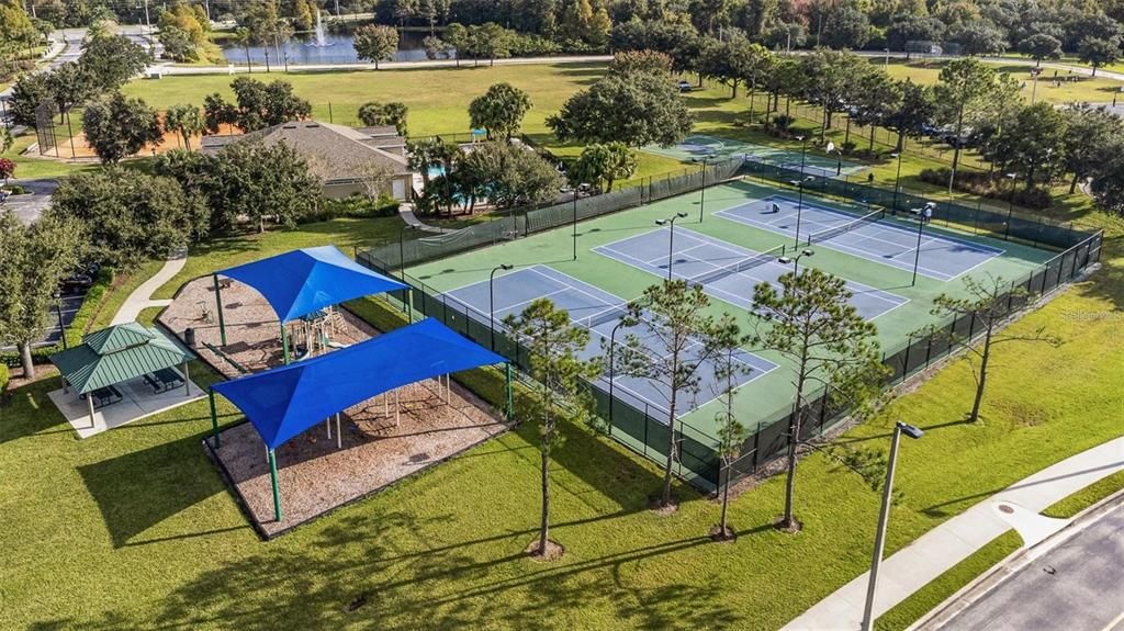 Ariel view of play ground and tennis