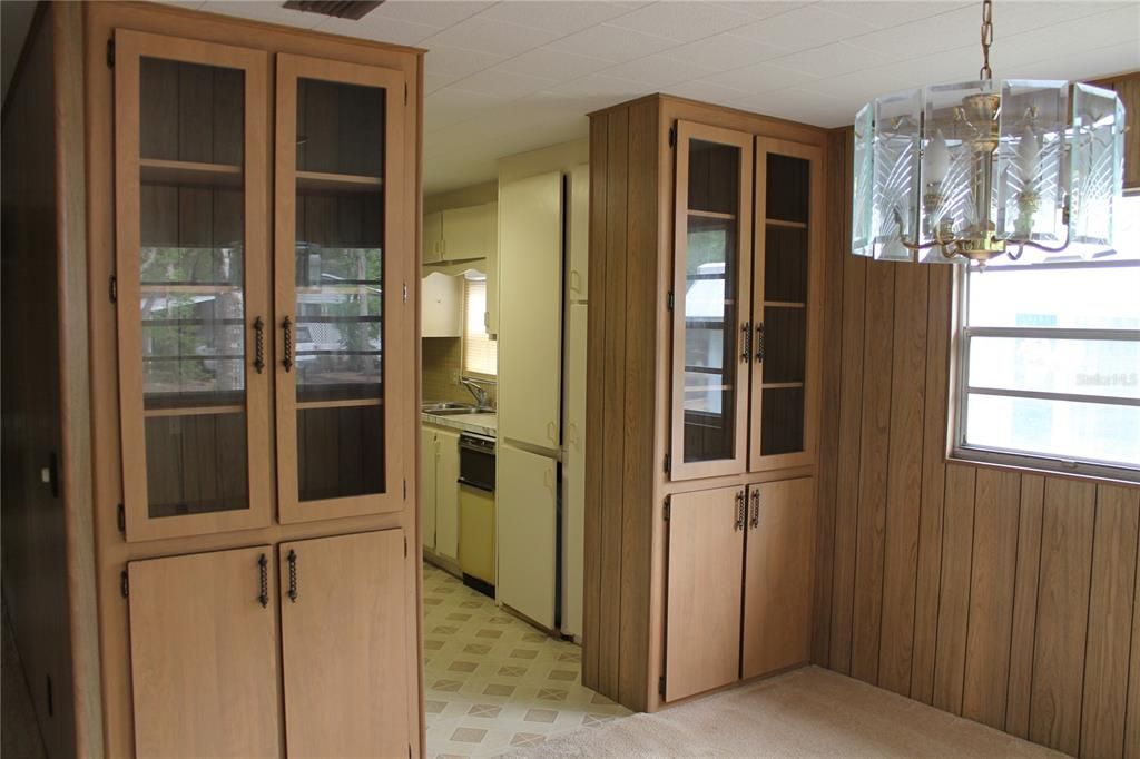 Dining room with built in cabinets