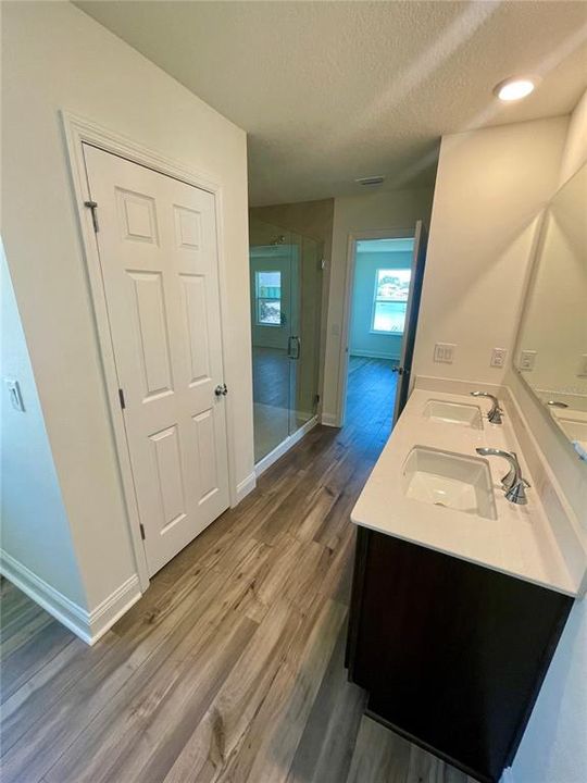 Walk in shower along with 3 closets