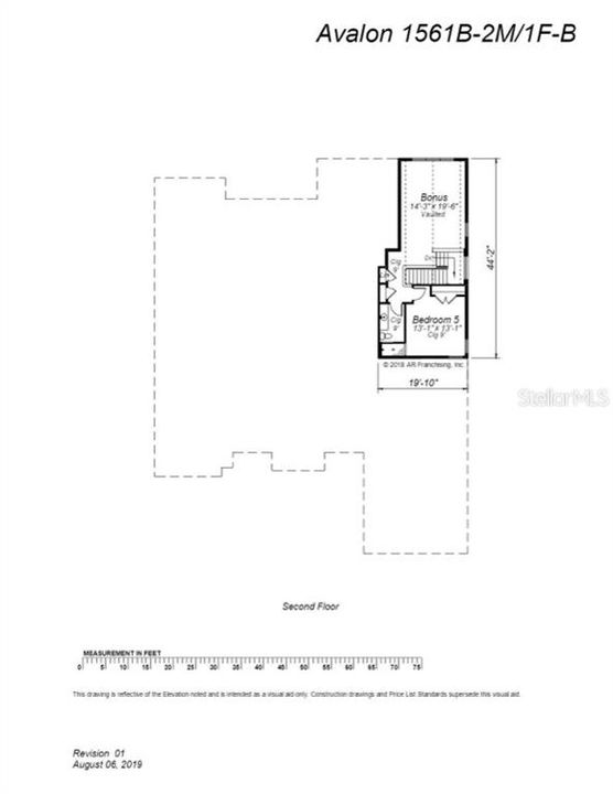 Upstairs floorplan of builder's standard model. This home features and custom, extended and air conditioned, finished storage room.