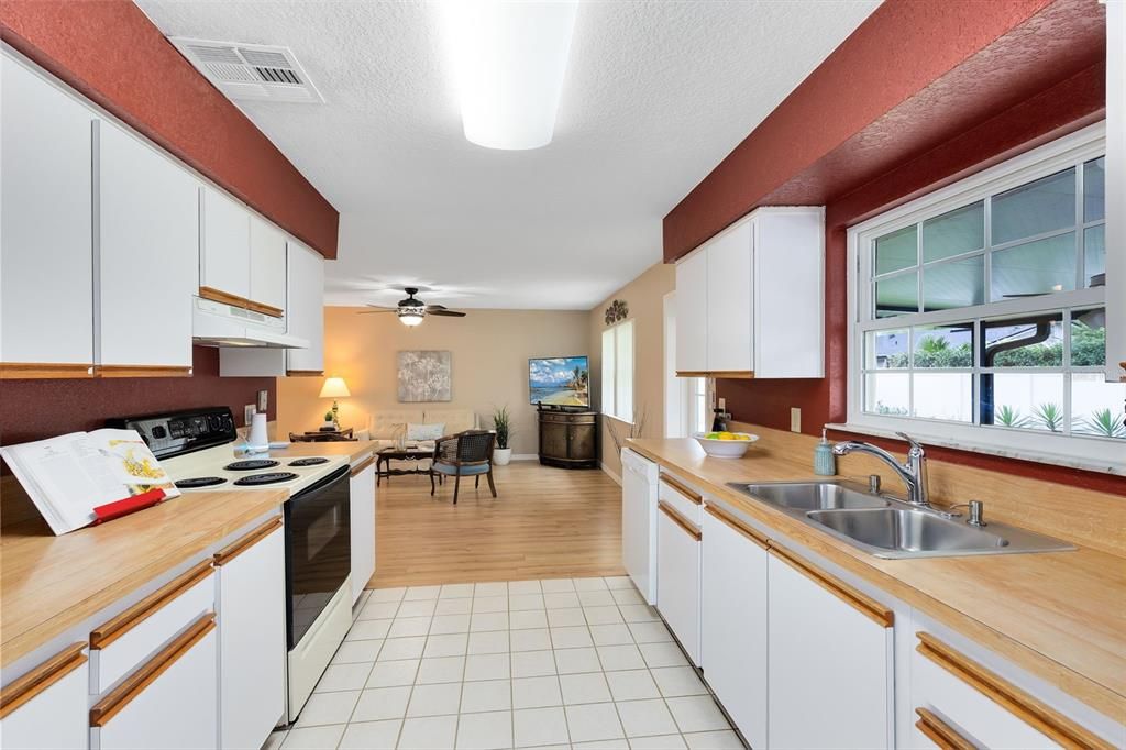 Kitchen provides plenty of counter top space
