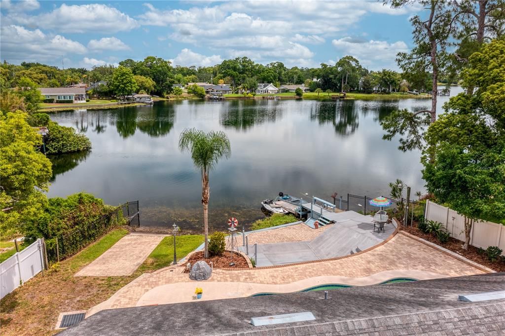 Aerial View of Rear of Property to include Private Boat Ramp