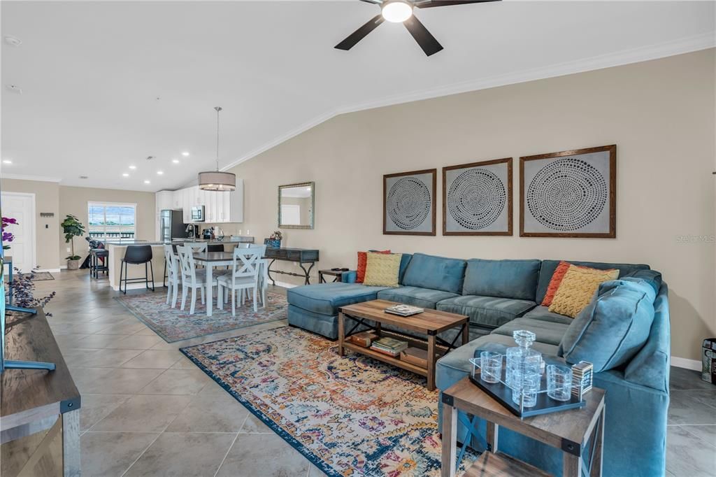 Vaulted open concept floor plan is the largest of the Veranda units. Boasts 1,655 FSF and 1,860 under air.  END UNIT w/ no neighbors on the bedroom sides and additional windows adding to the bright and airy feel . Both baths have windows!