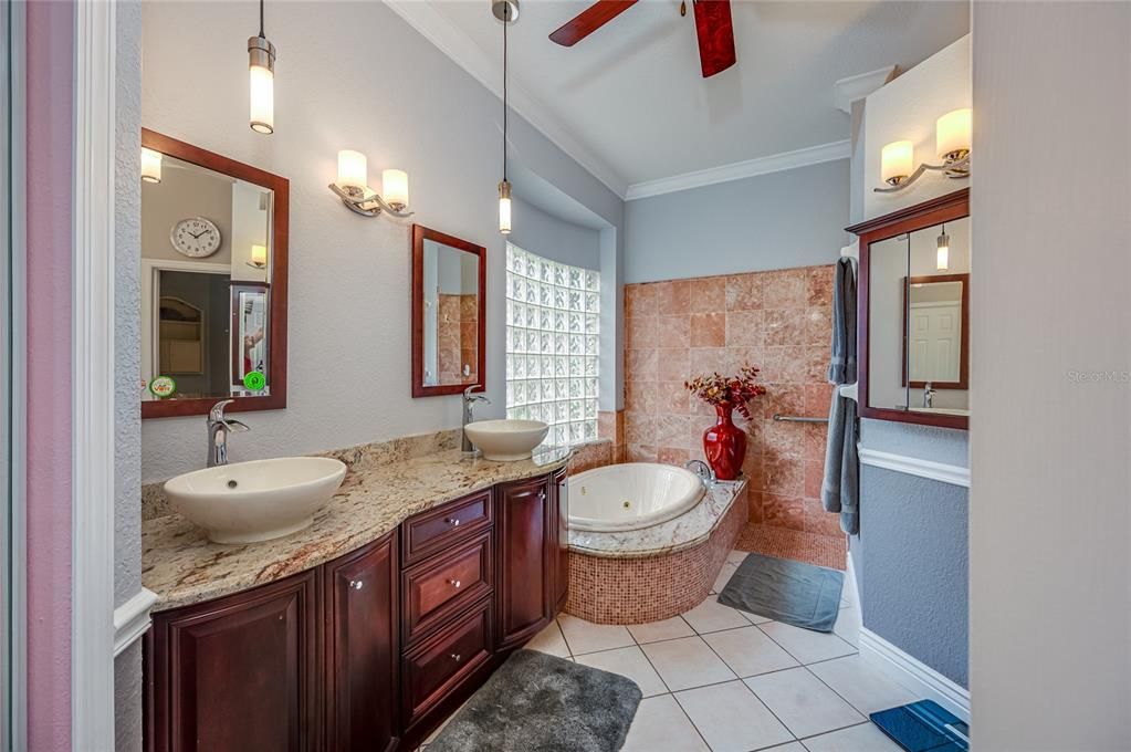 Primary Bathroom with Jacuzzi Garden Tub and Walk-in Shower