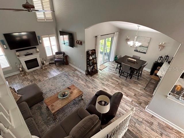 View of living room from loft