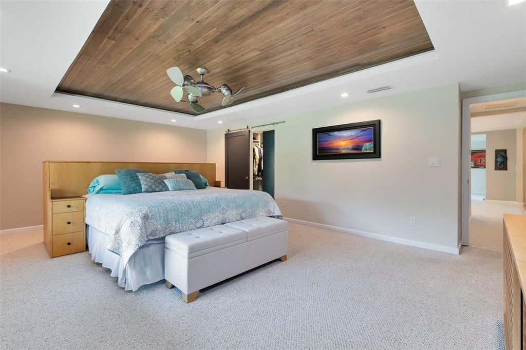 Primary Suite with Tray Ceiling and Wood Inlay