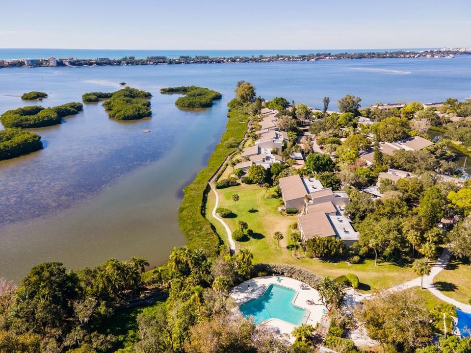 Overview shot of Pelican Cove and Sarasota Bay