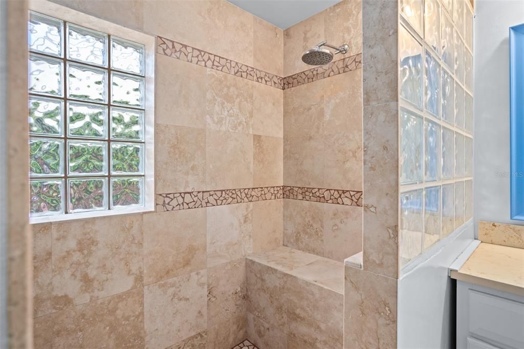 Guest bathroom with two shower heads