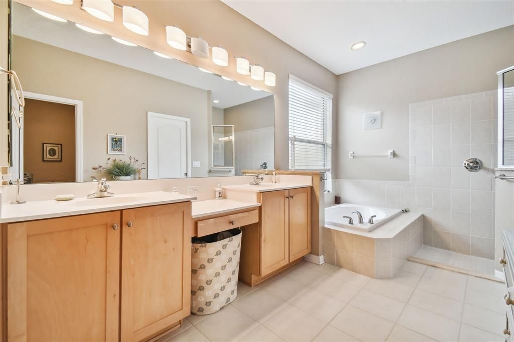 Primary Bath-Dual Sinks-Tub-Walk-in Shower