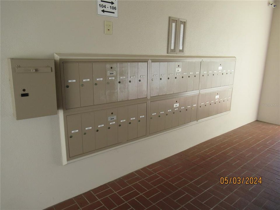 MAIL IS LOCATED NEXT TO ELEVATOR FOR EASY ACCESS