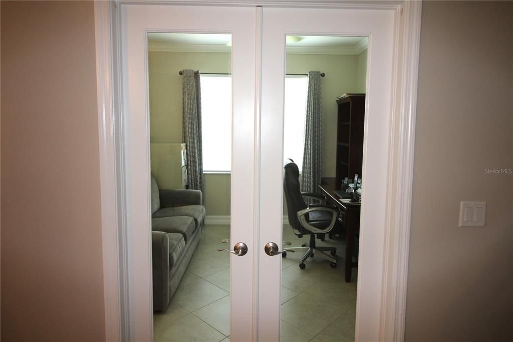 French doors to office