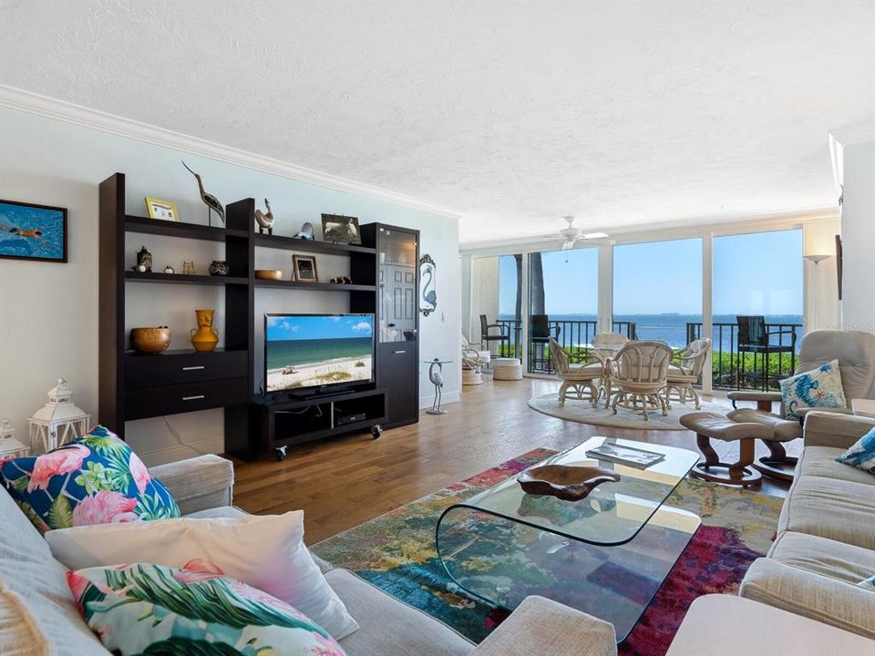 Living Room - and your first glimpse of Sarasota Bay from  inside your home.
