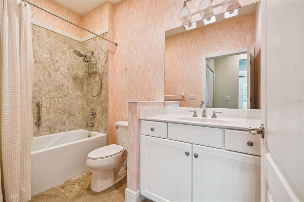 Beautifully appointed full second bath. Enjoy your soaking tub! Designer finishes including cultured marble countertops.
