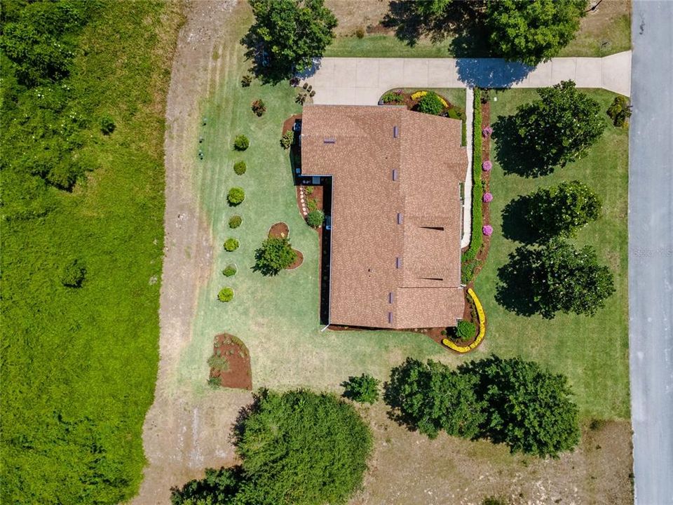 Aerial view of house and driveway