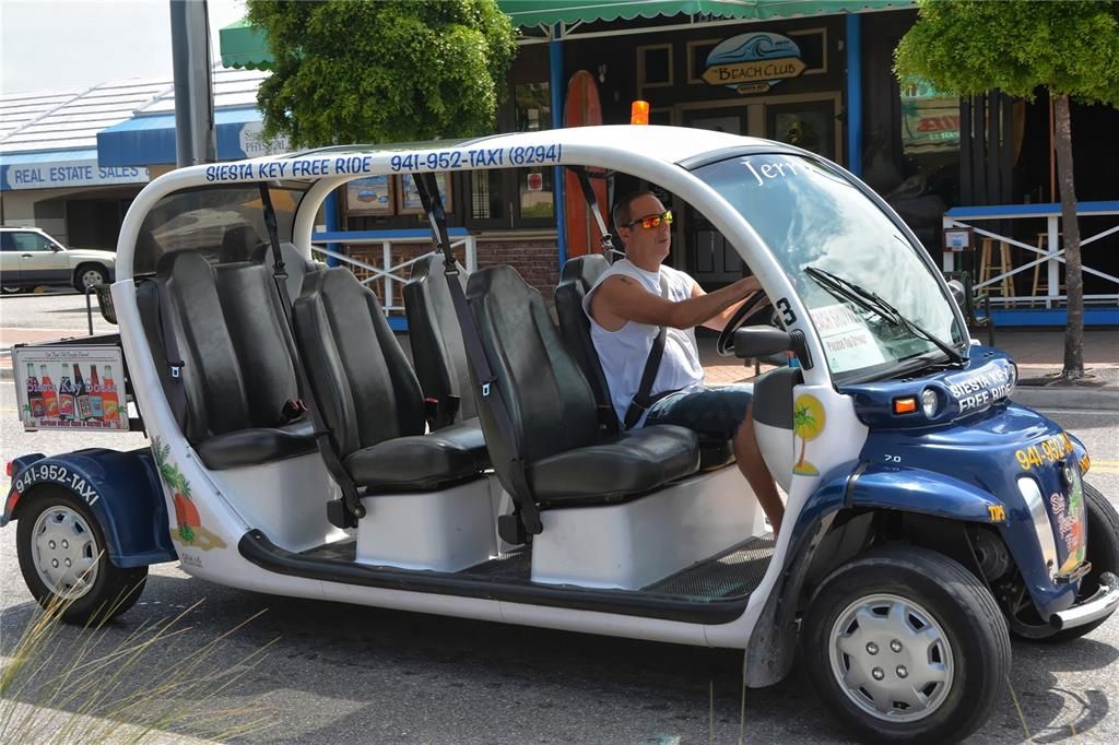 Several companies on Siesta Key offer free rides to your destination on the Key.