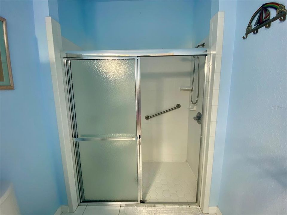 Walk in shower with glass doors on Master ensuite