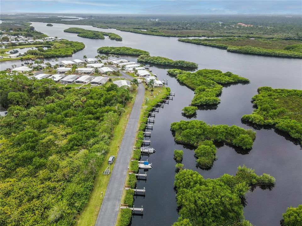Overhead shot of boat slip & the Island Point road residents. Ya think there might be snook in those mangroves?